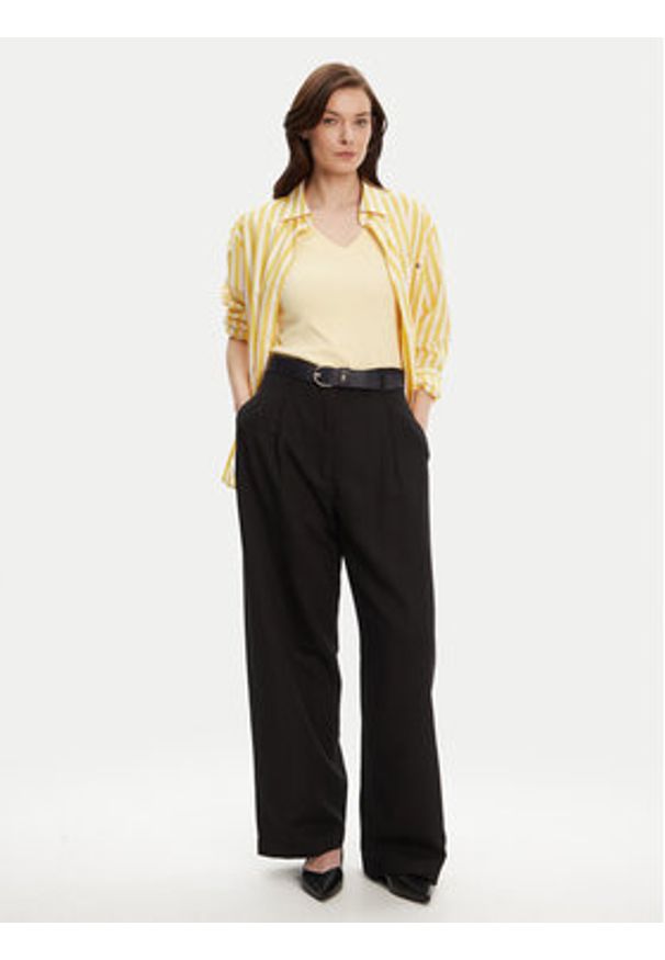 TOMMY HILFIGER - Tommy Hilfiger Spodnie materiałowe WW0WW45780 Czarny Wide Leg. Kolor: czarny. Materiał: bawełna