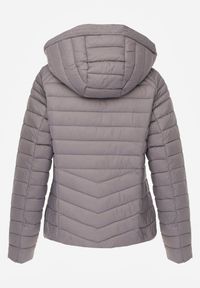 Renee - Szara Przejściowa Kurtka Pikowana z Kapturem z Możliwością Odpięcia Pretiga. Okazja: na spacer. Typ kołnierza: kaptur. Kolor: szary. Materiał: nylon, jeans #3