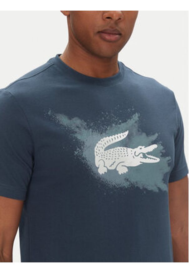 Lacoste T-Shirt TH8725 Granatowy Regular Fit. Kolor: niebieski. Materiał: bawełna