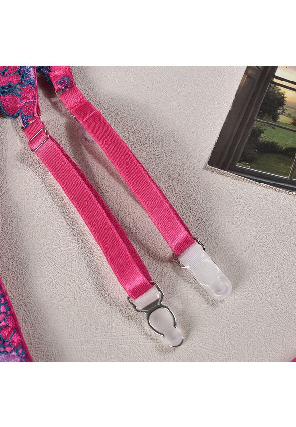 Intica - Bielizna z balkonetką i pasem z ozdobnym wykończeniem Najda. Kolor: wielokolorowy. Materiał: materiał, skóra