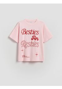 Reserved - T-shirt z nadrukiem - pastelowy róż. Kolor: różowy. Materiał: bawełna. Wzór: nadruk #1
