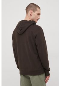 New Balance bluza UT21500RHE męska kolor brązowy z kapturem z aplikacją. Typ kołnierza: kaptur. Kolor: brązowy. Materiał: bawełna. Wzór: aplikacja