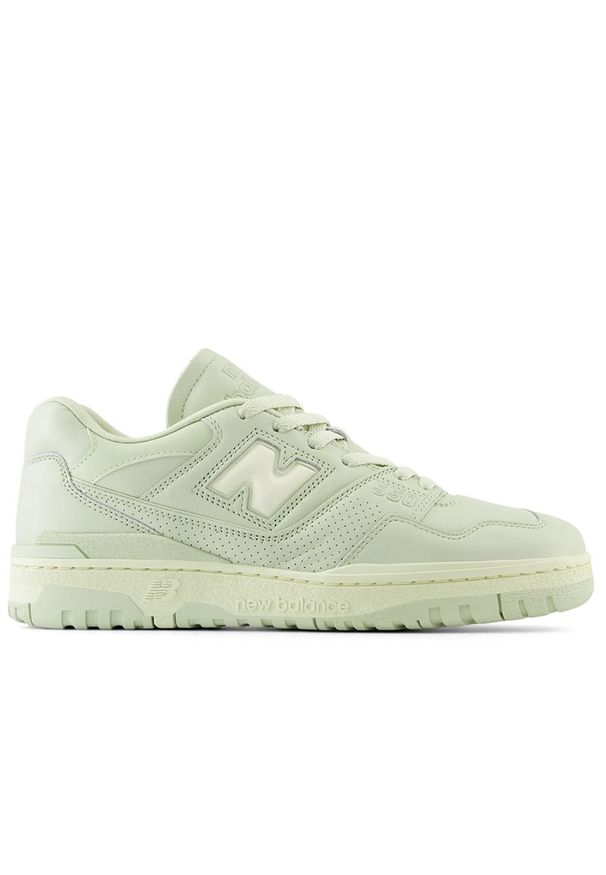 Buty unisex New Balance BB550MCC - zielone. Okazja: na co dzień. Kolor: zielony. Materiał: materiał, syntetyk, skóra. Szerokość cholewki: normalna