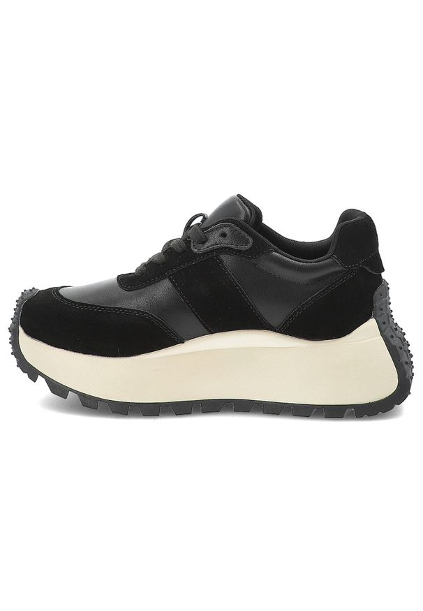 Czarne Modne Sneakersy Filippo Stylowe Obuwie Na Platformie. Kolor: czarny. Obcas: na platformie. Styl: elegancki