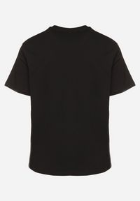 Born2be - Czarna Koszulka T-shirt z Bawełny z Ozdobnym Nadrukiem Savenelle. Kolor: czarny. Materiał: bawełna. Wzór: nadruk. Styl: klasyczny, elegancki #7