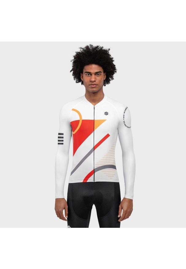 SIROKO - Męska koszulka rowerowa z krótkim rękawem Kolarstwo Siroko M2 Finish Line. Kolor: pomarańczowy, wielokolorowy, biały. Długość rękawa: krótki rękaw. Długość: krótkie. Sport: kolarstwo