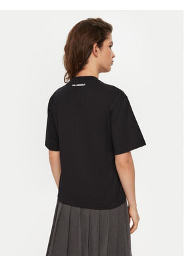 Karl Lagerfeld - KARL LAGERFELD T-Shirt A1W17013 Czarny Relaxed Fit. Typ kołnierza: dekolt w karo. Kolor: czarny. Materiał: bawełna