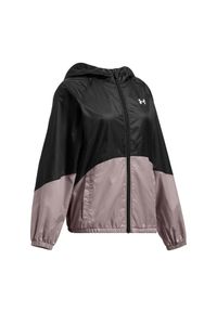 Kurtka przejściowa dziewczęca Under Armour UA Sport Windbreaker Jkt - czarna. Kolor: czarny. Materiał: tkanina, poliester, materiał. Styl: sportowy