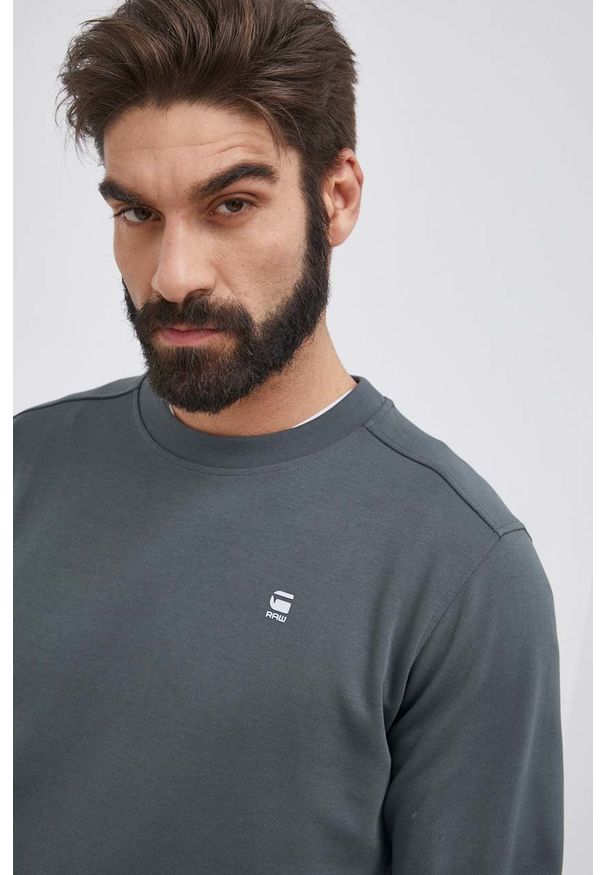 G-Star RAW - G-Star Raw Bluza męska kolor zielony gładka. Okazja: na co dzień. Kolor: zielony. Materiał: materiał, włókno, dzianina. Wzór: gładki. Styl: casual