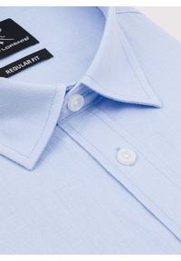 Pako Lorente - PAKO LORENTE - Niebieska koszula męska z lnem. Kolor: niebieski, biały. Materiał: len. Długość rękawa: długi rękaw. Długość: długie. Sezon: wiosna #5