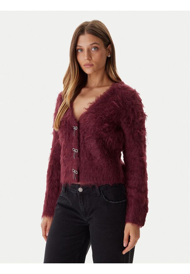 Guess Kardigan W5BR91 Z3JI2 Bordowy Relaxed Fit. Kolor: czerwony. Materiał: syntetyk