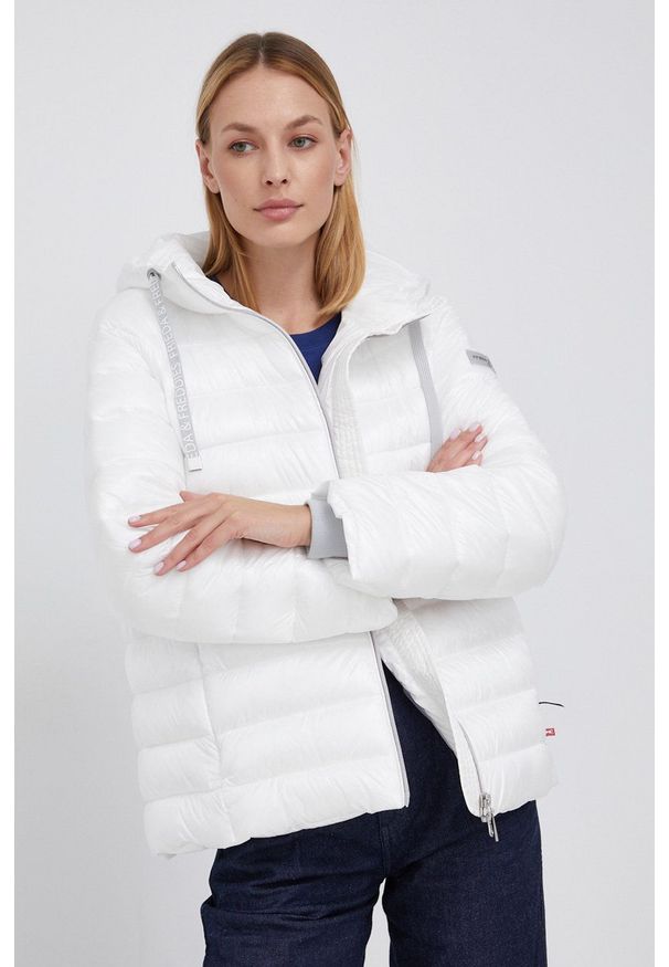 Frieda & Freddies Kurtka damska kolor biały przejściowa. Okazja: na co dzień. Typ kołnierza: kaptur. Kolor: biały. Materiał: materiał. Styl: casual