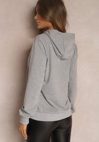 Renee - Szara Bluza z Kapturem Lemine. Typ kołnierza: kaptur. Kolor: szary. Materiał: dzianina, wiskoza. Długość rękawa: długi rękaw. Długość: długie