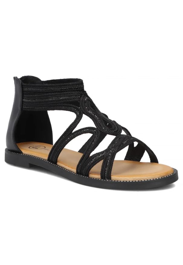 Sandały damskie rzymianki czarne Filippo DS7897. Kolor: czarny. Materiał: skóra ekologiczna. Sezon: lato