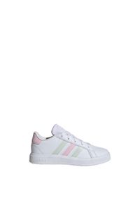 Adidas - Buty Grand Court Lifestyle Tennis Lace-Up. Kolor: wielokolorowy, biały, różowy, zielony. Materiał: materiał. Sport: turystyka piesza #1