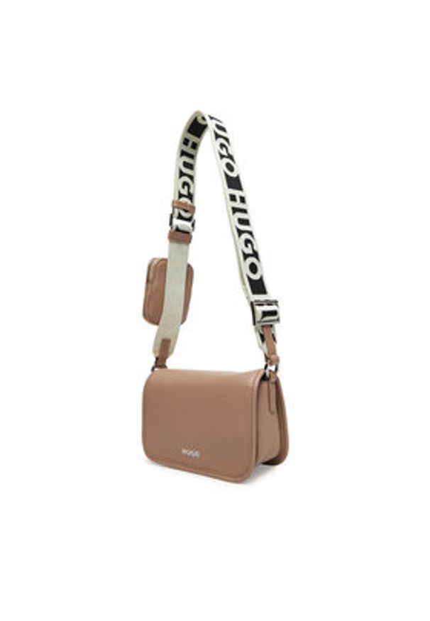 Hugo - HUGO Torebka Bel Crossbody Flap 50541869 Beżowy. Kolor: beżowy. Materiał: skórzane
