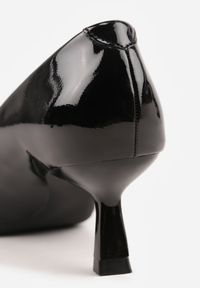 Renee - Czarne Czółenka Lakierowane na Szpilce w Stylu Kaczuszki Ozdobione Paskami Laloma. Okazja: na spotkanie biznesowe, do pracy. Zapięcie: pasek. Kolor: czarny. Materiał: lakier. Wzór: aplikacja. Obcas: na szpilce. Styl: biznesowy #3