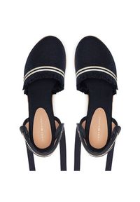 TOMMY HILFIGER - Tommy Hilfiger Espadryle Fringe Canvas High Wedge FW0FW08878 Granatowy. Kolor: niebieski. Materiał: materiał #5