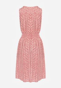 Born2be - Różowa Sukienka Midi z Wiskozy z Cienkimi Gumkami w Pasie i Kopertowym Dekoltem Manni. Typ kołnierza: dekolt kopertowy. Kolor: różowy. Materiał: wiskoza. Długość rękawa: bez rękawów. Wzór: kwiaty. Typ sukienki: kopertowe. Długość: midi #6