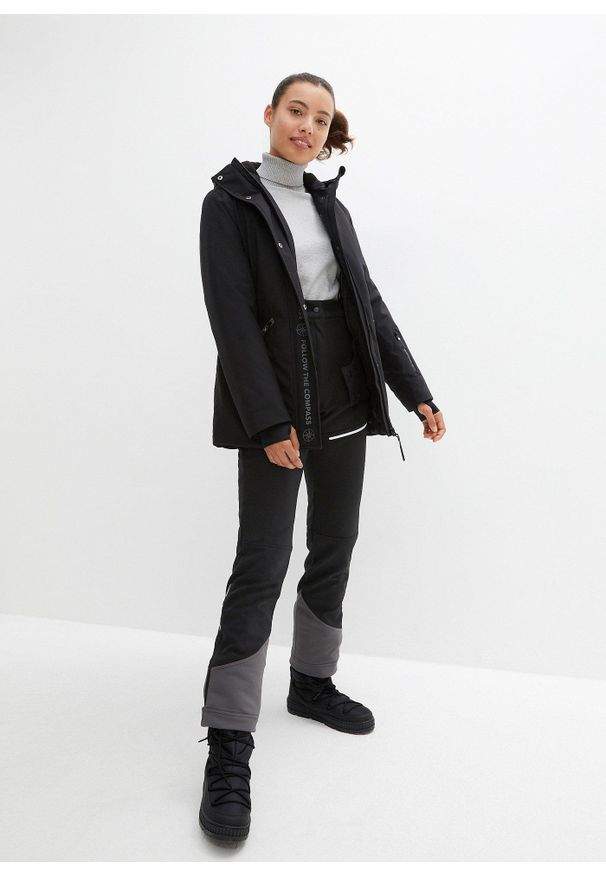 bonprix - Funkcjonalne spodnie softshellowe ze strechem, hydrofobowe. Okazja: na co dzień. Kolor: czarny. Materiał: softshell. Styl: casual