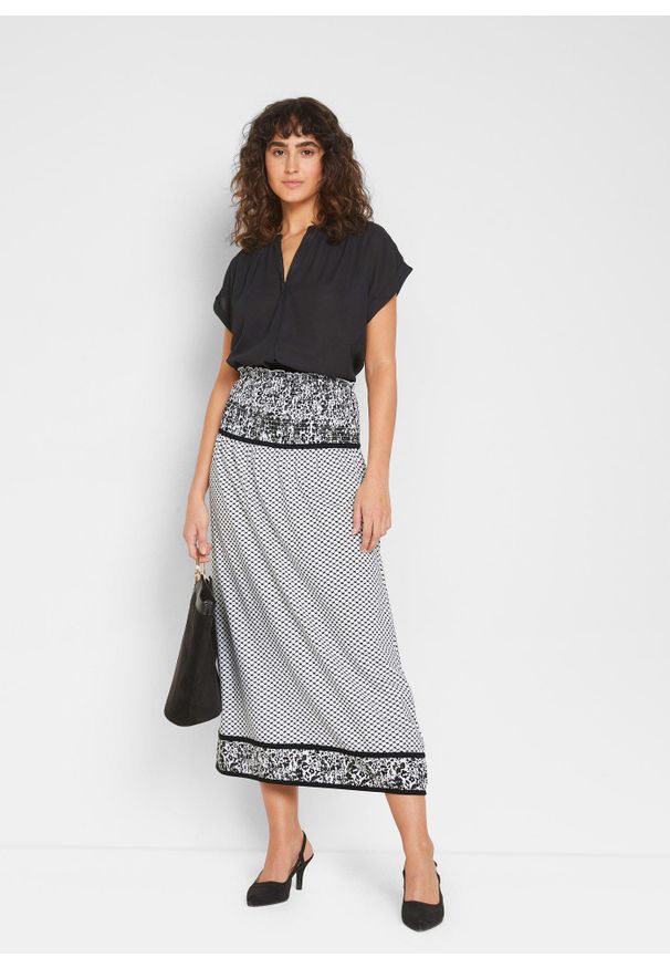 bonprix - Bluzka z żorżety. Kolor: czarny. Styl: klasyczny