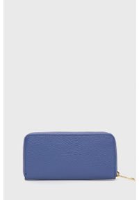 Answear Lab portfel skórzany damski. Kolor: niebieski. Materiał: skóra. Wzór: gładki #2