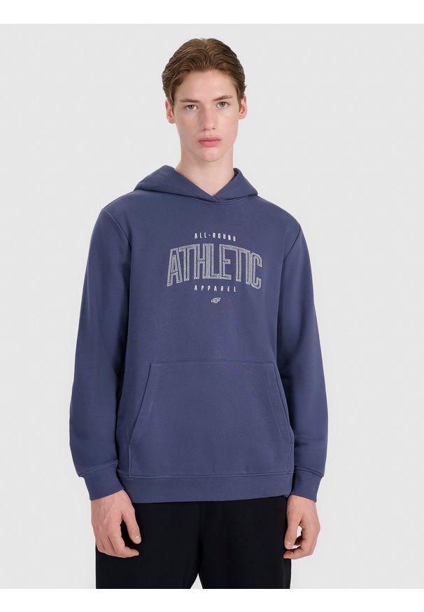 4f - 4F Bluza dresowa nierozpinana z kapturem męska - szara XL. Okazja: na co dzień. Typ kołnierza: kaptur. Kolor: szary. Materiał: dresówka. Wzór: gładki, nadruk, napisy, ze splotem. Styl: casual, sportowy