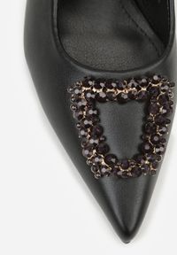 Born2be - Czarne Sandały na Szpilce z Cyrkoniową Klamrą Starstone. Okazja: na co dzień, na ślub cywilny, na wesele. Zapięcie: klamry. Kolor: czarny. Materiał: jeans. Obcas: na szpilce. Styl: casual, elegancki, klasyczny #3