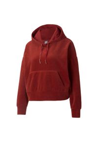 Bluza dresowa damska Puma HER VELOUR. Kolor: czerwony. Materiał: dresówka. Sport: koszykówka