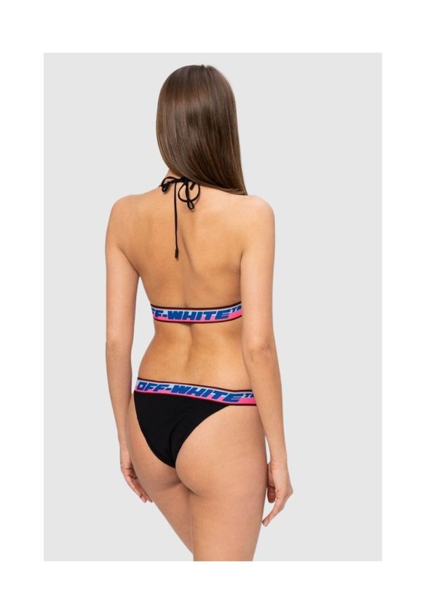 OFF-WHITE Czarne bikini. Kolor: czarny. Materiał: guma. Wzór: aplikacja