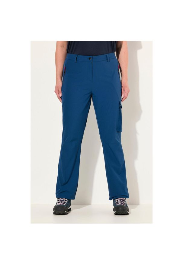 ULLA POPKEN - Damskie Spodnie przeciw moskitom szybkoschnące kieszenie na zamek. Kolekcja: plus size. Kolor: niebieski. Materiał: poliamid, materiał, elastan. Sezon: lato. Sport: turystyka piesza