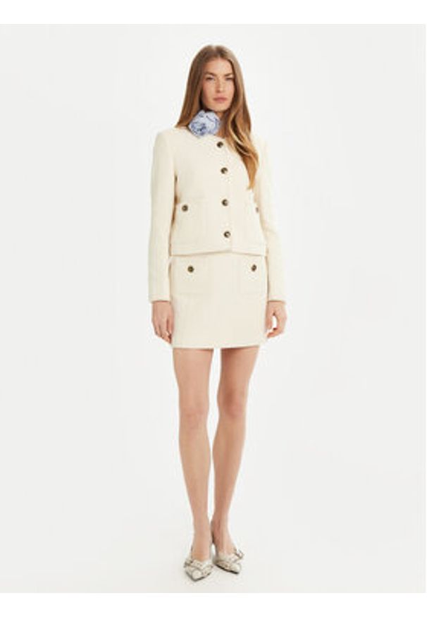 Marella Marynarka Afona 2513041054 Biały Regular Fit. Kolor: biały. Materiał: syntetyk, bawełna