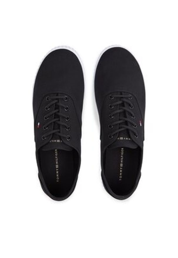 TOMMY HILFIGER - Tommy Hilfiger Tenisówki Canvas Lace Up Sneaker FW0FW07805 Czarny. Kolor: czarny. Materiał: materiał
