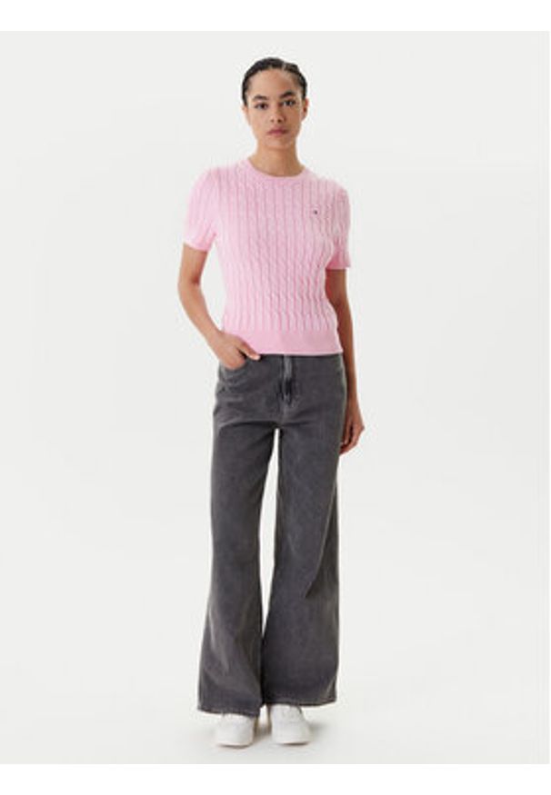TOMMY HILFIGER - Tommy Hilfiger Sweter WW0WW45656 Różowy Regular Fit. Kolor: różowy. Materiał: bawełna