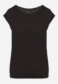Born2be - Czarny Bawełniany T-shirt w Klasycznym Stylu Raliessa. Okazja: na co dzień. Kolor: czarny. Materiał: bawełna. Sezon: lato, wiosna. Styl: klasyczny #5