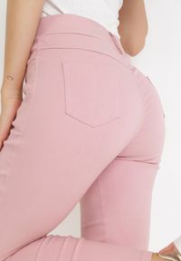 Born2be - Różowe Spodnie Skinny z Wysokim Stanem Ninga. Stan: podwyższony. Kolor: różowy #3