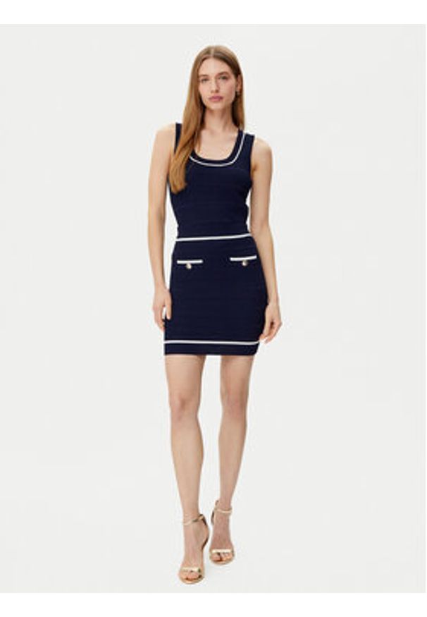 Guess Bluzka 5RGR03 5640Z Granatowy Regular Fit. Kolor: niebieski. Materiał: wiskoza