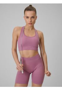 4f - 4F Biustonosz treningowy bezszwowy z niskim wsparciem damski - czerwony M/L. Kolor: różowy. Materiał: włókno, materiał. Rodzaj stanika: wyciągane miseczki. Sport: fitness #1
