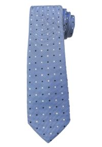 Męski Krawat w Biało-Granatowe Groszki - 6 cm - Angelo di Monti, Niebieski. Kolor: niebieski. Wzór: grochy #1