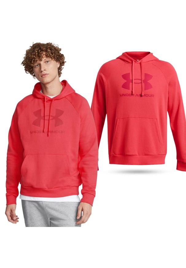 Under Armour - Bluza fitness męska UNDER ARMOUR Rival Fleece Logo Hoodie z kapturem. Typ kołnierza: kaptur. Kolor: czerwony. Sport: fitness