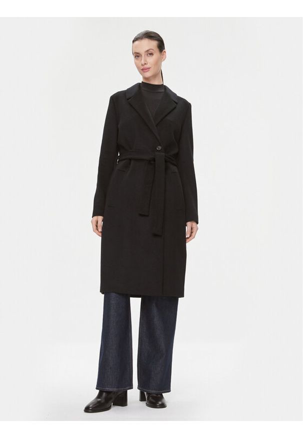 Calvin Klein Płaszcz wełniany Essential K20K205937 Czarny Regular Fit. Kolor: czarny. Materiał: wełna