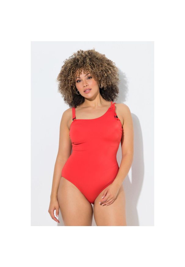 ULLA POPKEN - Damskie Strój kąpielowy ozdobny węzeł miękkie miseczki z recyklingu. Kolekcja: plus size. Kolor: pomarańczowy. Materiał: poliester, elastan, poliamid, materiał