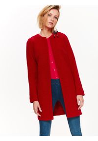 TOP SECRET - Elegancki sweter damski. Okazja: na co dzień. Kolor: czerwony. Materiał: dzianina, wełna. Długość rękawa: długi rękaw. Długość: długie. Sezon: wiosna. Styl: elegancki #4