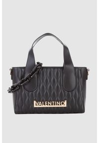 Valentino by Mario Valentino - VALENTINO Czarna mała shopperka Copacaban. Kolor: czarny. Wzór: paski