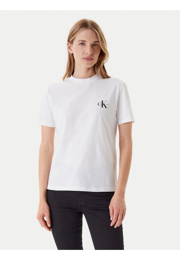 Calvin Klein Jeans Komplet 2 t-shirtów LV047C905G Biały Regular Fit. Kolor: biały. Materiał: bawełna