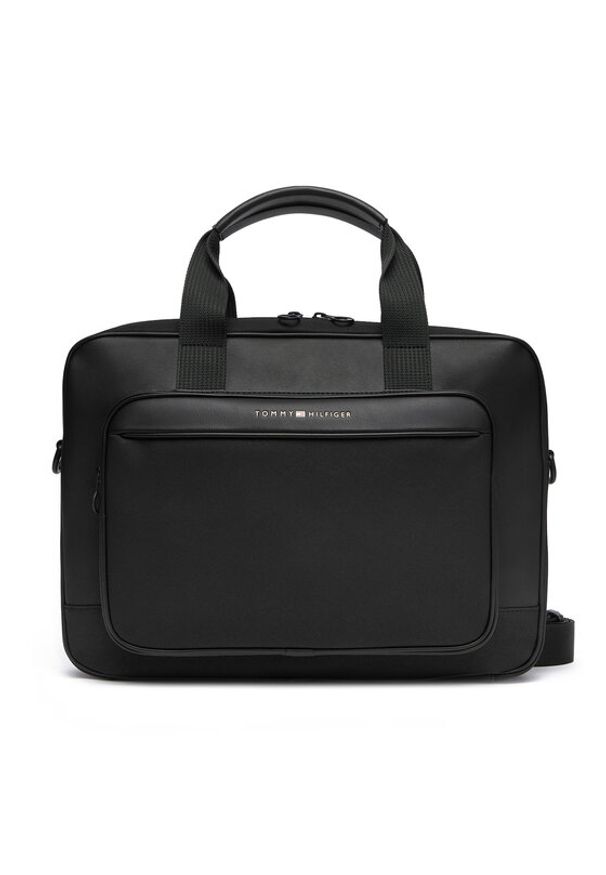 TOMMY HILFIGER - Tommy Hilfiger Torba na laptopa Th Foundation Computer Bag AM0AM13626 Czarny. Kolor: czarny. Materiał: skóra