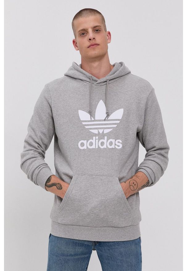 adidas Originals - Bluza bawełniana. Okazja: na co dzień. Kolor: szary. Materiał: bawełna. Wzór: nadruk. Styl: casual