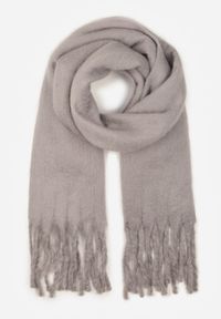 Born2be - Szary Szalik z Frędzlami Owedarria. Okazja: na co dzień. Kolor: szary. Materiał: dresówka, jeans. Styl: casual, elegancki #2