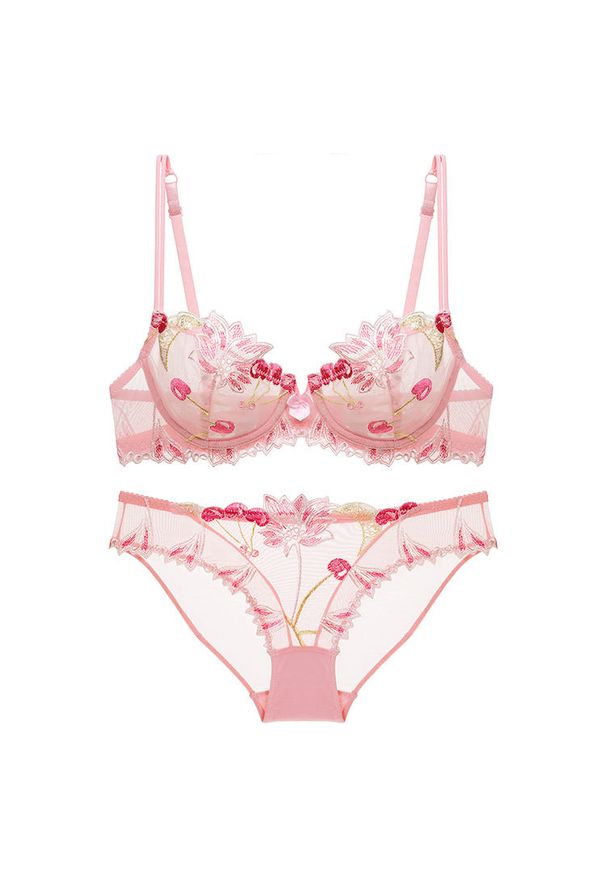 Intica - Komplet bielizny z koronką na specjalne okazje Mallaurie. Kolor: różowy. Materiał: koronka. Wzór: koronka