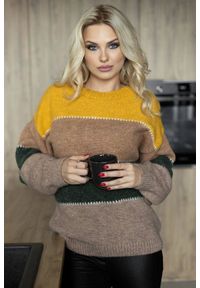 PeeKaBoo - Mięciutki wełniany sweter w kolorowe paski. Materiał: wełna. Wzór: paski, kolorowy. Styl: elegancki #1